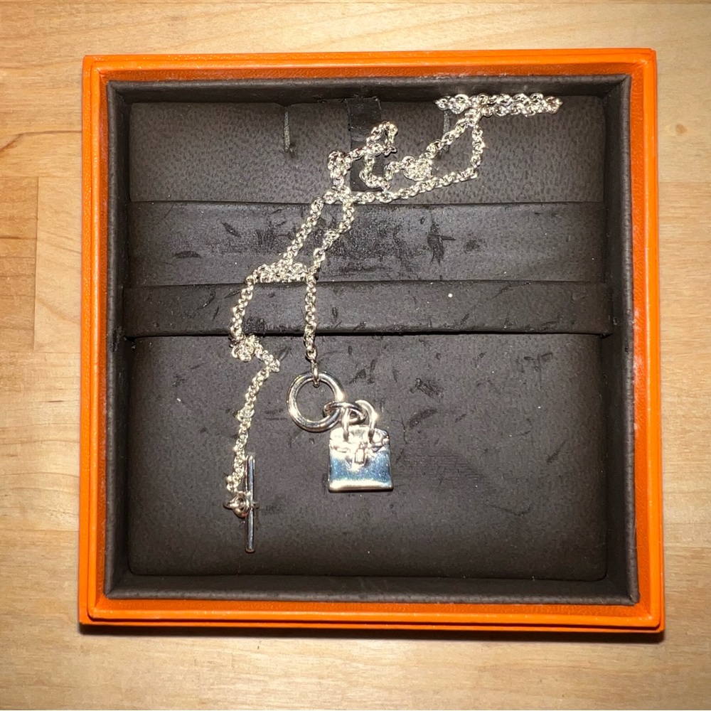 Hermes Birkin Bag Silver Necklace